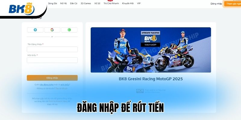 Đăng nhập để rút tiền 